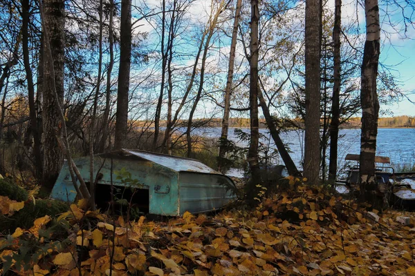 Outono Lago Smerge Perto Arkhangelsk Catamarãs Prazer Retirados Água Tristeza — Fotografia de Stock