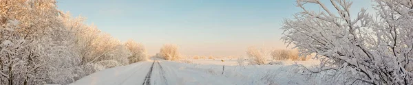Arhangelszk Régióban Téli Közelben Falu Levkovka Havas Mezők Utak — Stock Fotó