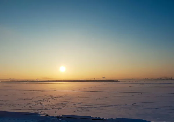 Архангельськ Сонячний Зимовий День Січня Залізничний Міст Через Річку Північної — стокове фото