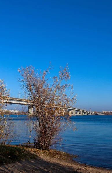 Осінній день в Архангельську. Вид на річку Північний Двіна і — стокове фото