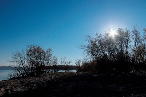 Autumn day in Arkhangelsk. View of the river Northern Dvina and — Stock Image Autumn day in Arkhangelsk. View of the river Northern Dvina and Stock Image