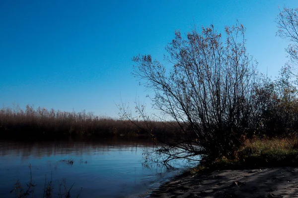 Autumn day in Arkhangelsk. Island Krasnoflotsky. the reflection — Stock Image Autumn day in Arkhangelsk. Island Krasnoflotsky. the reflection Stock Image