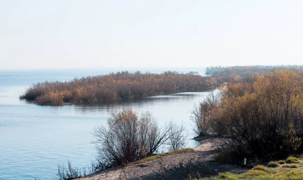 Autumn day in Arkhangelsk. View of the river Northern Dvina and — Stock Image Autumn day in Arkhangelsk. View of the river Northern Dvina and Stock Image