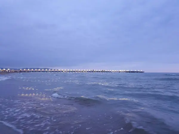 Varm Sommarnatt Vid Svarta Havets Kust Anapa Krasnodar Regionen Havsvåg — Stockfoto