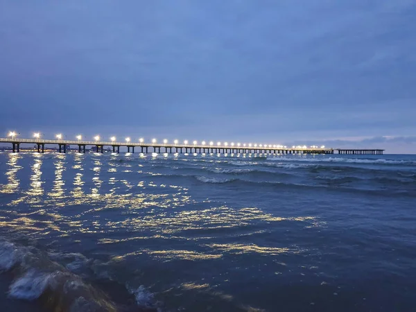 Varm Sommarnatt Vid Svarta Havets Kust Anapa Krasnodar Regionen Havsvåg — Stockfoto