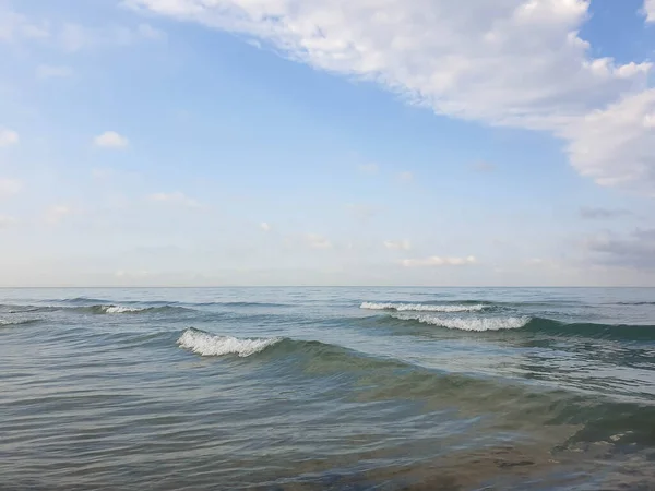 Transparent gentle waves of the Black sea. The scene from this morning. Beautiful sea landscape. Waves close up. Anapa, Krasnodar region.