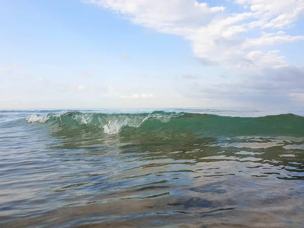 Transparent gentle waves of the Black sea. The scene from this morning. Beautiful sea landscape. Waves close up. Anapa, Krasnodar region.