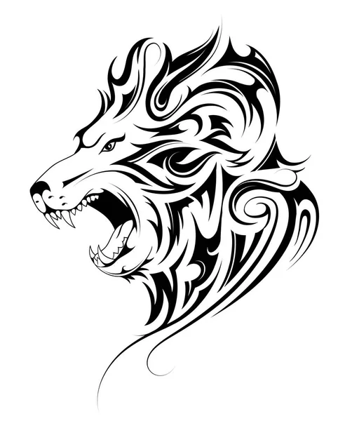 Tatouage tribal tête de lion — Image vectorielle