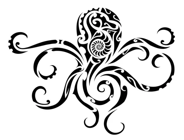 Octopus tribal tattoo — Stock Vector