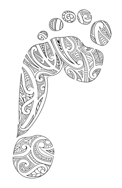 Tatouage empreinte de pas dans le style Maori — Image vectorielle