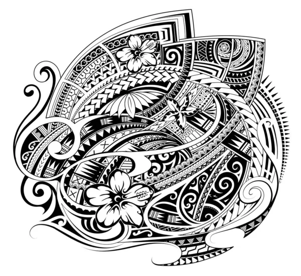 Bir baskı tasarımı veya kumaş olarak Polinezya stili süslemesi — Stok Vektör