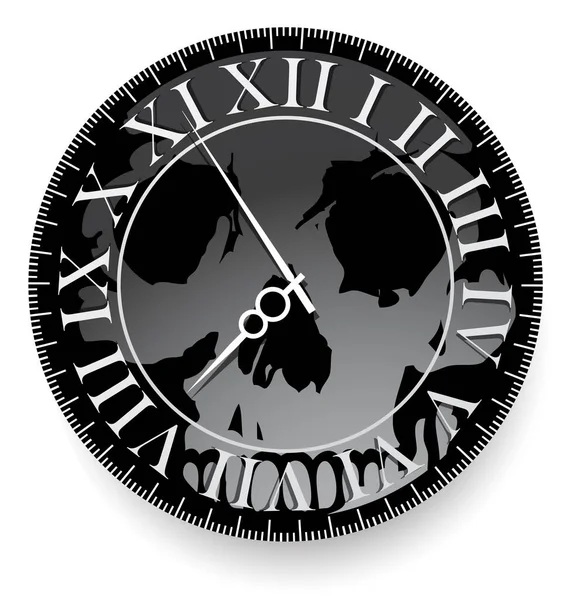 Tatuaje con reloj y cráneo — Vector de stock