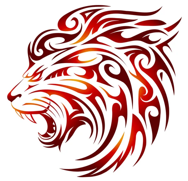 Tatuaje de León con llamas de fuego — Vector de stock