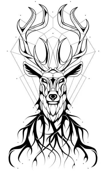 Design moderne de tatouage de cerf — Image vectorielle