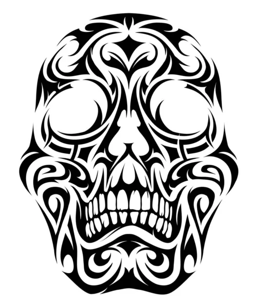 Calavera de tatuaje tribal — Vector de stock