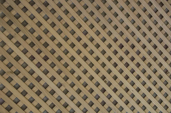 Υφή Του Ξύλινα Slats Συγκεντρώθηκαν Διαγωνίως Σχηματίζει Ένα Δικτυωτό Τετράγωνο — Φωτογραφία Αρχείου
