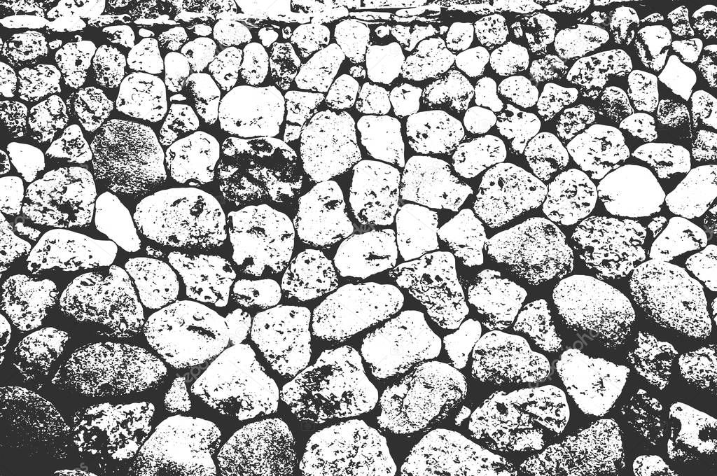 Distress sea or ocean coast beach stones, pebbles texture. EPS8 vector.