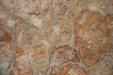 Arka plan için taş duvar eski kırık. Doku ve arka plan taş. Çimento.