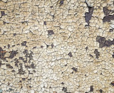 Arka plan doku eski paslı bozuk metal. Bir saç çok renkli boya kalıntıları.