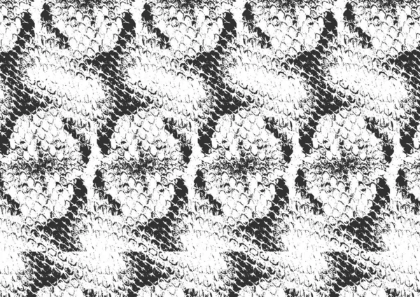 Snake Skin Grunge Vector textuur. zwarte en witte achtergrond. — Stockvector