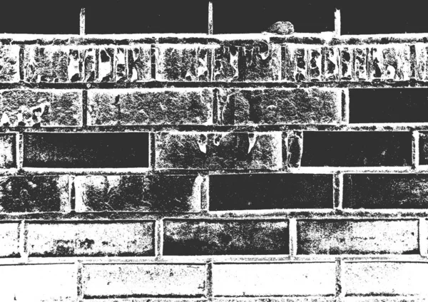 Détresse vieille texture de mur de brique. Grunge noir et blanc backgrou — Image vectorielle