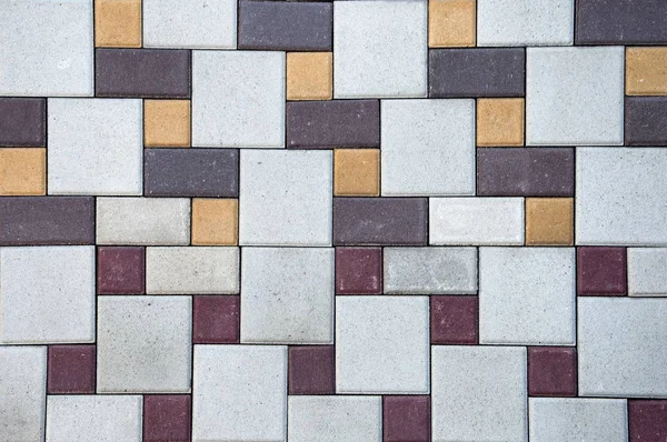 苦痛古いレンガの壁のテクスチャ 床タイル 幾何学的パターンを持つモザイクタイル — ストック写真