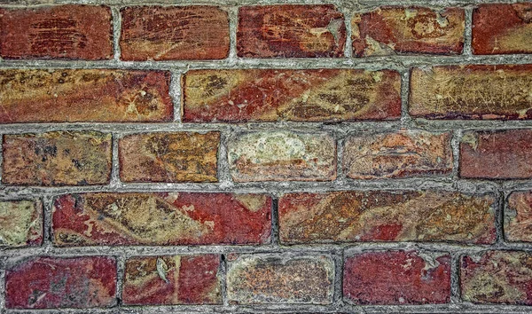 Nood Oude Bakstenen Muur Textuur Bakstenen Oranje Kleur Achtergrond Achtergrond — Stockfoto