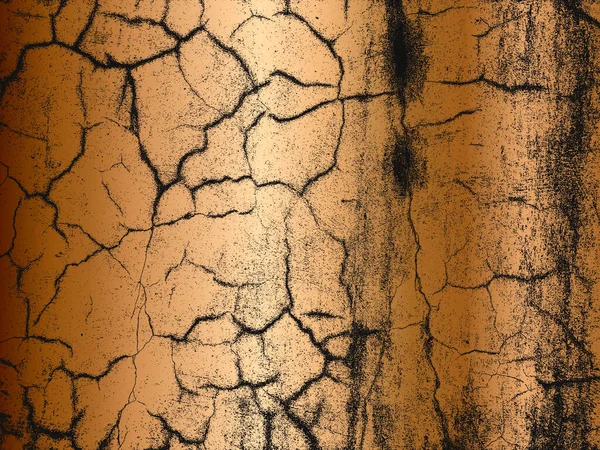 Distressed Overlay Texture Golden Cracked Concrete Stone Asphalt Grunge Background — Stock Vector