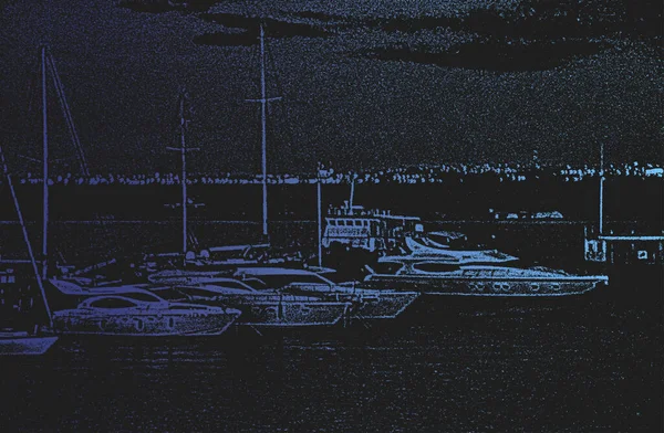 Причал Яхт Лодок Морском Порту Океанские Яхты Надежно Пришвартованы Пирсе — стоковый вектор