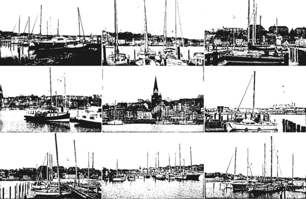 Couchette Pour Yachts Bateaux Dans Port Mer Les Yachts Océaniques — Image vectorielle
