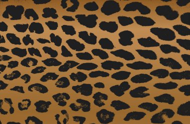 Doğal leopar kürkünün sıkıntılı örtülü dokusu, grunge vektör arka planı. soyut yarım ton vektör çizimi