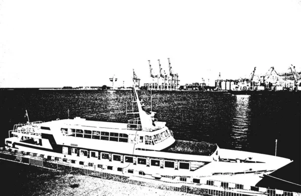 Marine Liner Moored Port Pier — 스톡 벡터