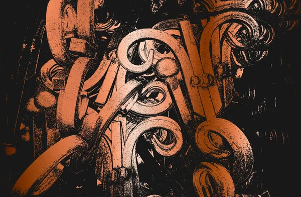 Gestresste Overlay Textur Aus Goldenem Rostgeschältem Metall Grunge Hintergrund Abstrakte — Stockvektor