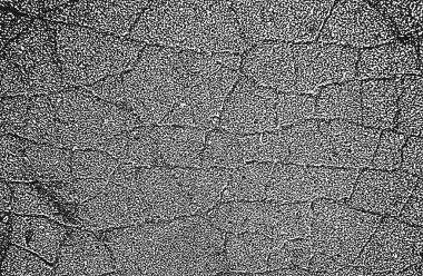 Çatlamış beton, taş ya da asfaltın sıkıntılı örtülü dokusu. Grunge 'un arka planı. soyut yarım ton vektör çizimi