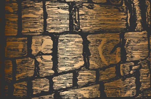 Niespokojna Warstwa Starej Złotej Ceglanej Ściany Grunge Background Abstrakcyjna Ilustracja — Wektor stockowy