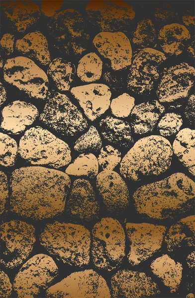 Distressed Overlay Textur Aus Goldenen Steinen Felsen Kieseln Makadam Grunge — Stockvektor