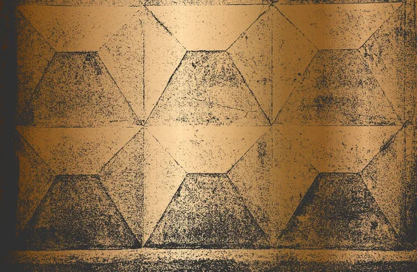 Zmatená Překrytá Textura Zlatého Popraskaného Betonu Kamene Nebo Asfaltu Grunge — Stockový vektor