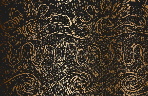 Textura Sobreposição Angustiada Tecido Dourado Têxtil Com Ornamento Oriental Fundo —  Vetores de Stock