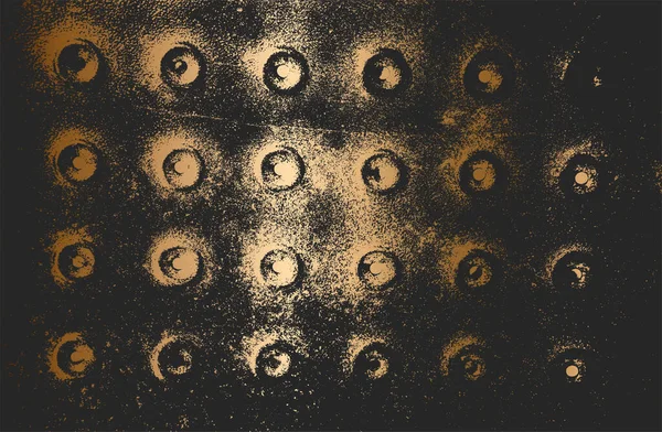 金色の錆びた皮をむいた金属の悲痛なオーバーレイテクスチャ グランジの背景 抽象的なハーフトーンベクトル図 — ストックベクタ