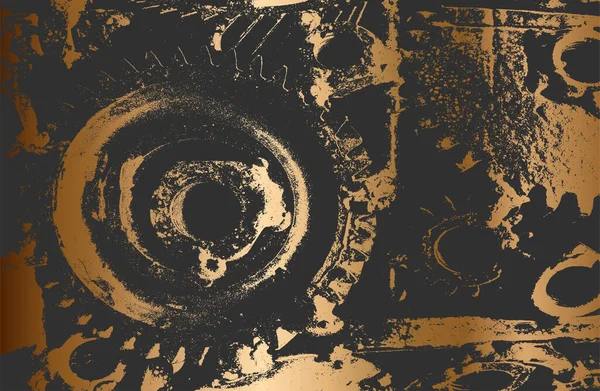 Розкішний Градієнтний Фон Золотистого Чорного Металу Суворою Текстурою Металевого Шестерні — стоковий вектор