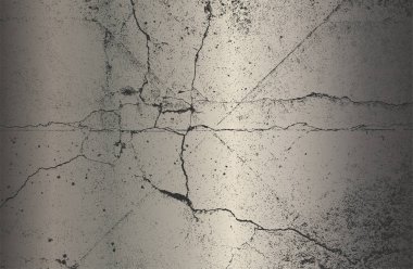 Lüks Stee; Platin, krom siyah metal gradyan arka plan, çatlamış beton dokusu var. Vektör illüstrasyonu