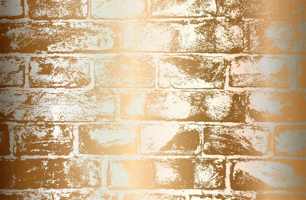 Fondo Degradado Metal Dorado Lujo Con Textura Pared Ladrillo Dificultades — Vector de stock