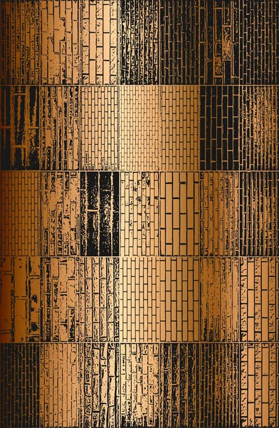 Набір Тяжких Старих Цегляних Стін Текстури Коричневий Золотий Фон Гранджу — стоковий вектор