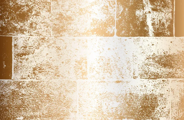 Luxus Goldenen Metallgefälle Hintergrund Mit Beunruhigt Ziegelwand Textur Vektorillustration — Stockvektor