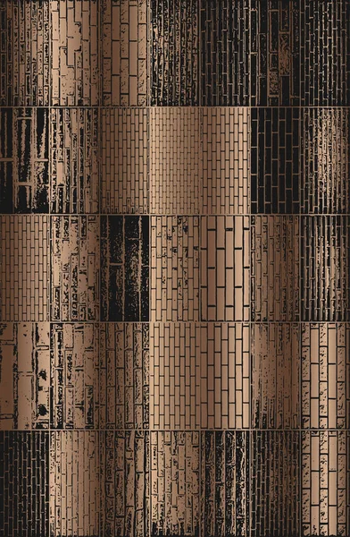 背景のレンガの壁のテクスチャのセット ブロンズ グラデーション ベクターイラスト — ストックベクタ