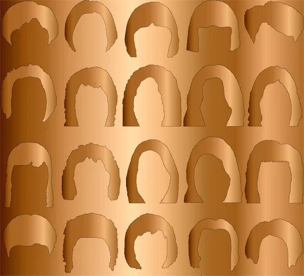 Hairstyle Silhouettes Great Set Styling Black Hair Women Gold Gradient — Stock Vector