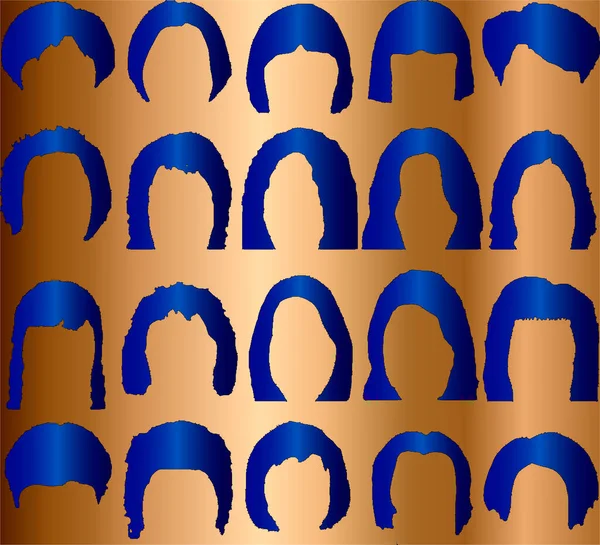 发型的轮廓 很适合给女人做黑头发蓝宝石梯度背景 — 图库矢量图片
