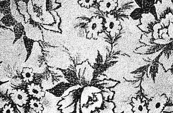 Nouzové Grunge Vektorové Textury Tkaniny Květinovým Ornamentem Liniemi Černobílé Pozadí — Stockový vektor