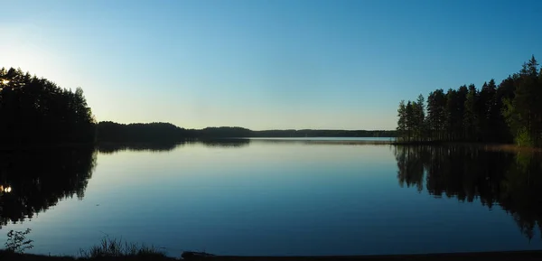 Schitterende Zonsondergang Omgeving Bij Saimaa Lake Finland — Stockfoto