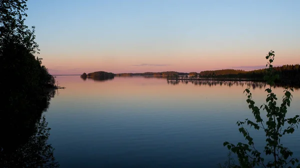 Hermoso Paisaje Atardecer Lago Saimaa Finlandia —  Fotos de Stock